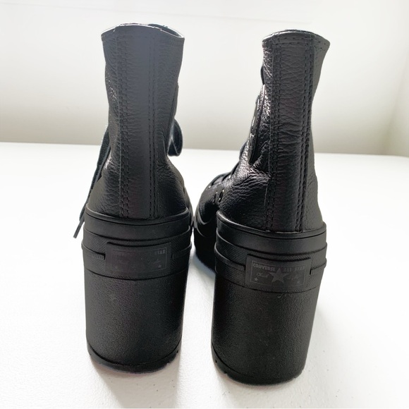 Converse | Chuck 70 De Luxe Heel Black Leather Platform Chunky Sz 7 A06145C - Picture 12 of 16